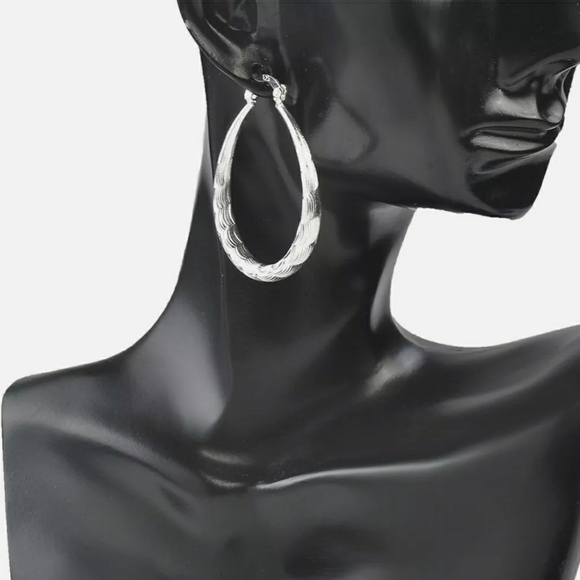 FINAL SALE 925 Sterling Silver  Hoop Earrings - Picture 4 of 6